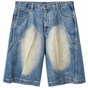 P.J. MARK 90s Y2K Jean Short Jorts Sz 42 Blue Baggy Hip-Hop Grunge Streetwear